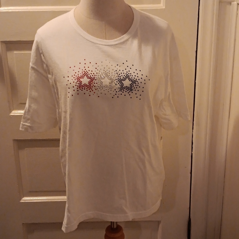 Vintage patriotic Juky 4th stars sequins shirt 1X